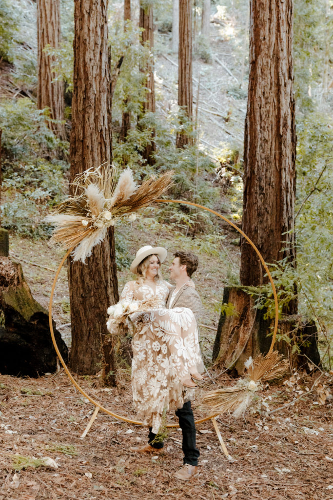 California Redwoods wedding, Santa cruz wedding, santa cruz elopement, santa cruz wedding photographer, big sur elopement, big sur wedding, boho bride, california boho elopement, boho wedding dress, best places to elope in California, California elopement, California forest elopement, boho bride inspo, santa cruz wedding photographer, big sur wedding photographer, Rachel Christopherson Photography