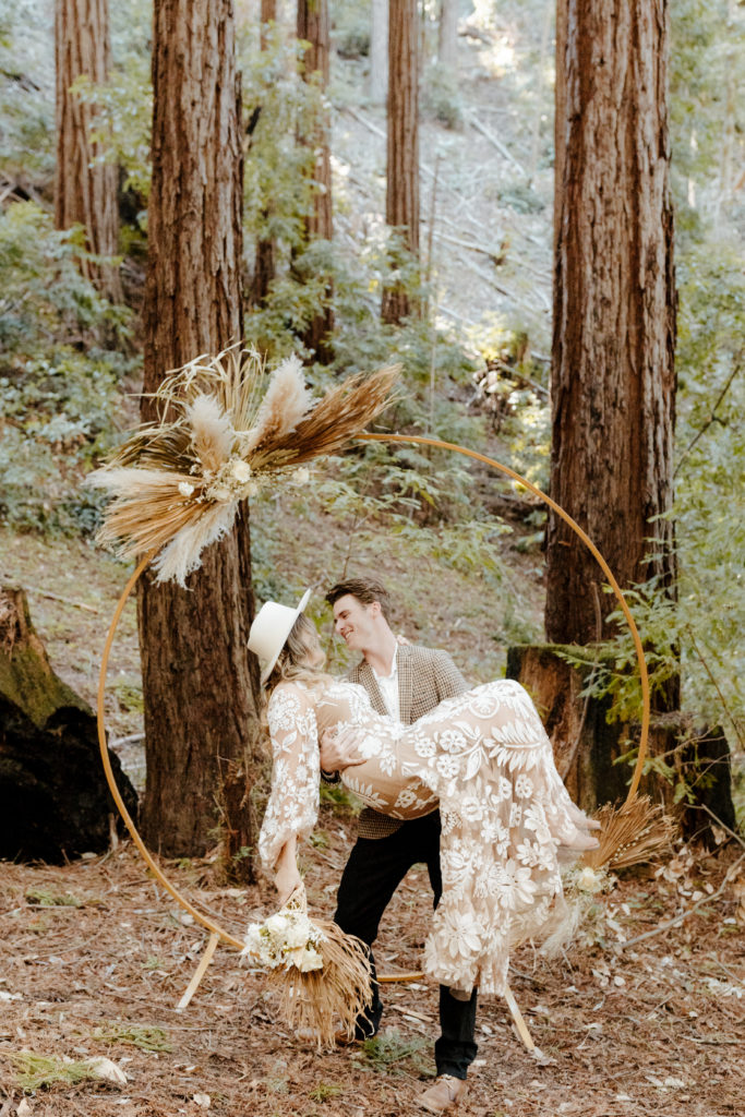 California Redwoods wedding, Santa cruz wedding, santa cruz elopement, santa cruz wedding photographer, big sur elopement, big sur wedding, boho bride, california boho elopement, boho wedding dress, best places to elope in California, California elopement, California forest elopement, boho bride inspo, santa cruz wedding photographer, big sur wedding photographer, Rachel Christopherson Photography
