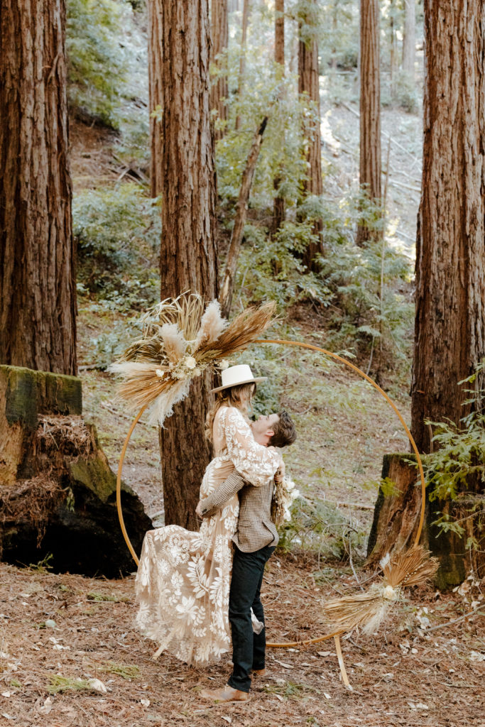 California Redwoods wedding, Santa cruz wedding, santa cruz elopement, santa cruz wedding photographer, big sur elopement, big sur wedding, boho bride, california boho elopement, boho wedding dress, best places to elope in California, California elopement, California forest elopement, boho bride inspo, santa cruz wedding photographer, big sur wedding photographer, Rachel Christopherson Photography