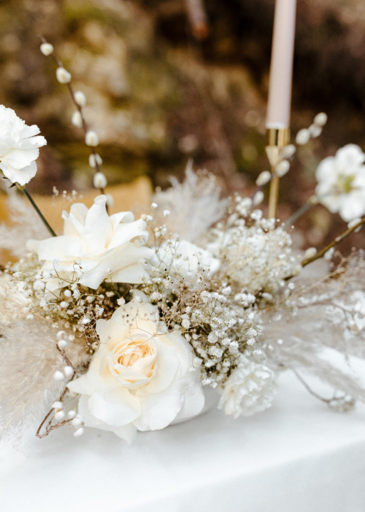 California Redwoods wedding, Santa cruz wedding, boho wedding flowers, boho wedding table, wedding florals, boho wedding flowers, white wedding table, Rachel Christopherson Photography
