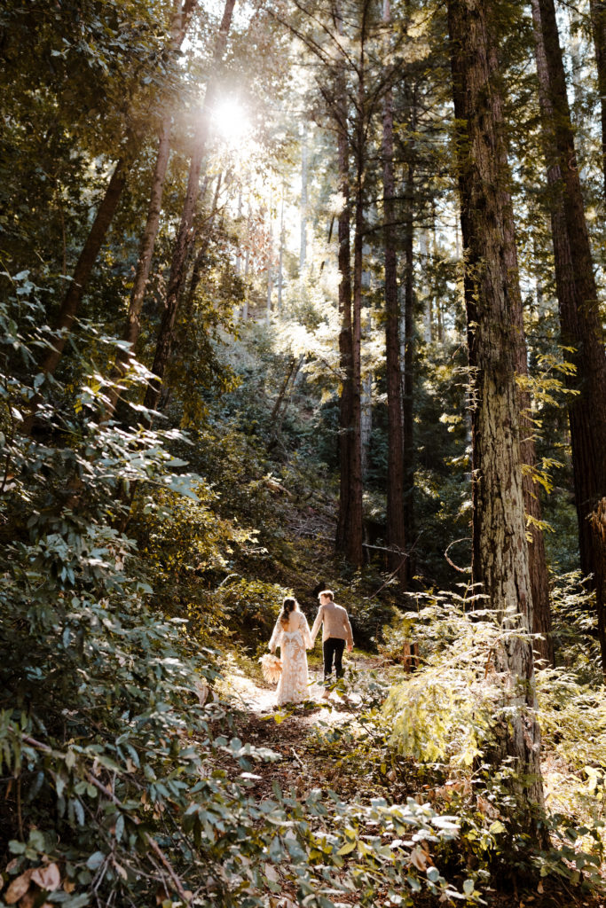 California Redwoods wedding, Santa cruz wedding, santa cruz elopement, santa cruz wedding photographer, big sur elopement, big sur wedding, boho bride, california boho elopement, boho wedding dress, best places to elope in California, California elopement, California forest elopement, boho bride inspo, santa cruz wedding photographer, big sur wedding photographer, Rachel Christopherson Photography
