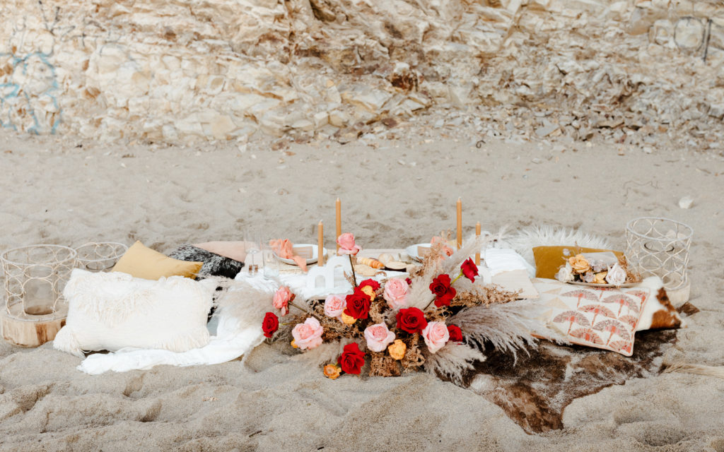 beach picnic, boho beach wedding picnic, Santa cruz wedding, santa cruz elopement, santa cruz wedding photographer, santa cruz elopement photographer, big sur elopement, boho beach bride, california boho elopement, best places to elope in California, California elopement, California beach elopement, Rachel Christopherson Photography
