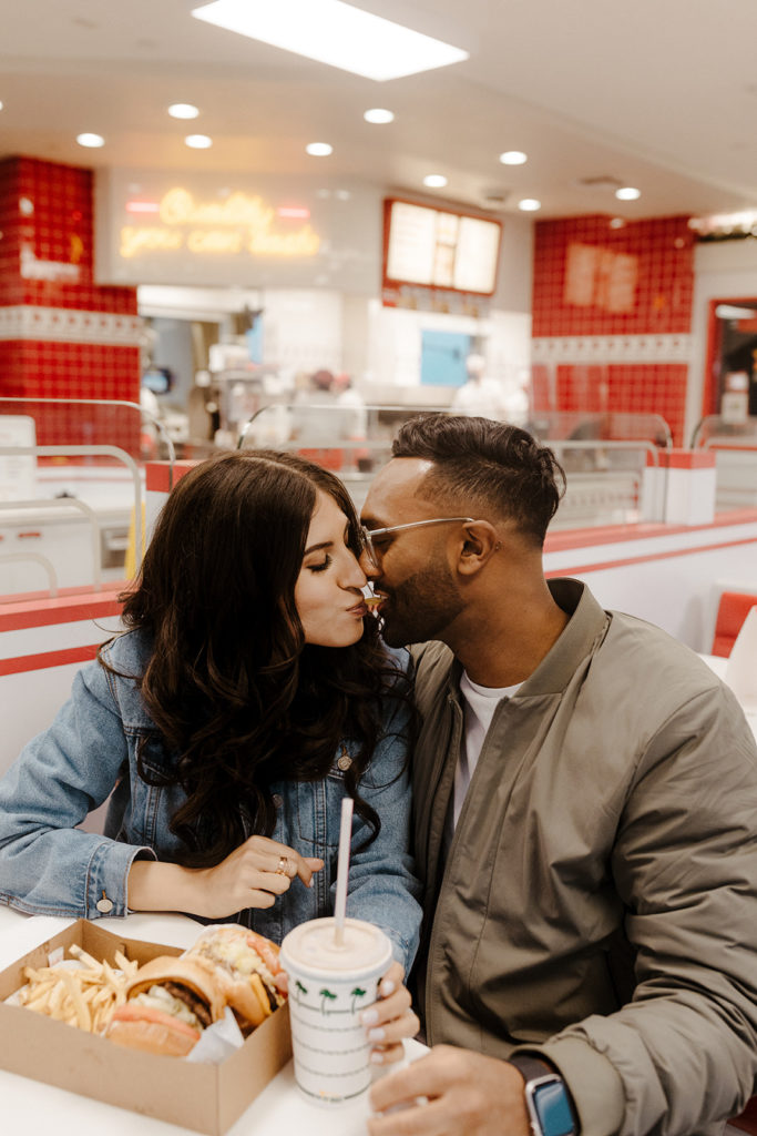 In n out engagement photos, creative engagement photos, Sacramento engagement photos, Sacramento engagement photographer, jean jacket engagement photos, unique engagement photos, Rachel Christopherson Photography