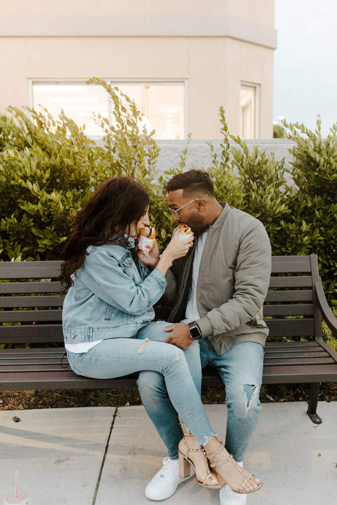 In n out engagement photos, creative engagement photos, Sacramento engagement photos, Sacramento engagement photographer, jean jacket engagement photos, unique engagement photos, Rachel Christopherson Photography