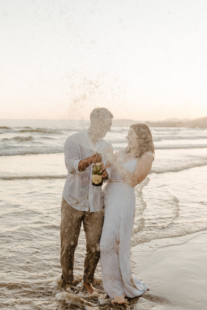 San Luis Obispo Beach Engagement, Engagement Photos, What to Wear for Engagement Photos, Engagement Photo Outfits, Beach Engagement Photos, SLO Engagement Photos, Champagne Pop, Rachel Christopherson Photography