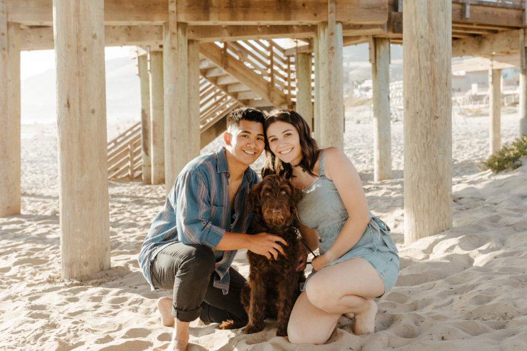 San Luis Obispo Beach Engagement, Engagement Photos, What to Wear for Engagement Photos, Engagement Photo Outfits, Beach Engagement Photos, SLO Engagement Photos, Dog Friendly Beach Engagement, Engagement Photos with Dog, Rachel Christopherson Photography