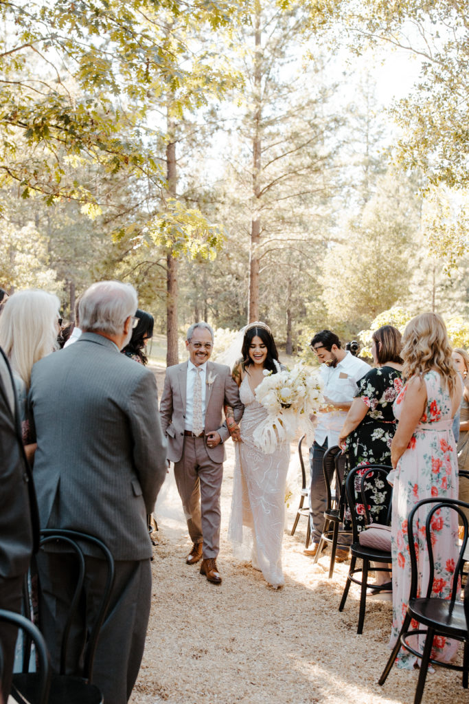 Rachel Christopherson Photography-Backyard Wedding-Unique Wedding Arch-Boho Wedding-Boho Bride-Edgy Wedding-Tattooed Bride-Ceremony Seating-Lake Tahoe Wedding-Northern California Wedding-Nor Cal Wedding-Sacramento-Lake Tahoe-Monterey-Carmel-Santa Cruz-Big Sur-Yosemite-Mendocino-Wedding and Elopement Photographer-Father Walking Bride Down the Aisle