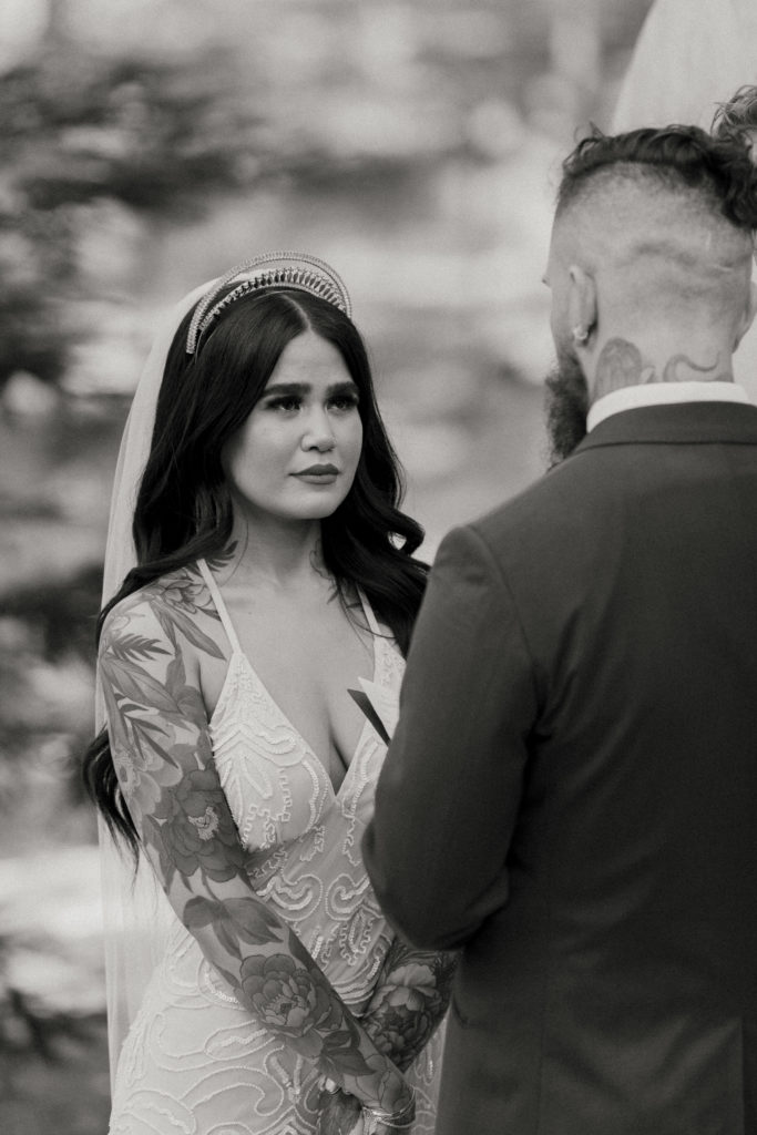 Rachel Christopherson Photography-Backyard Wedding-Unique Wedding Arch-Boho Wedding-Boho Bride-Edgy Wedding-Tattooed Bride-Tattooed Groom-Lake Tahoe Wedding-Northern California Wedding-Nor Cal Wedding-Sacramento-Lake Tahoe-Monterey-Carmel-Santa Cruz-Big Sur-Yosemite-Mendocino-Wedding and Elopement Photographer-Wedding Vows-Black and White