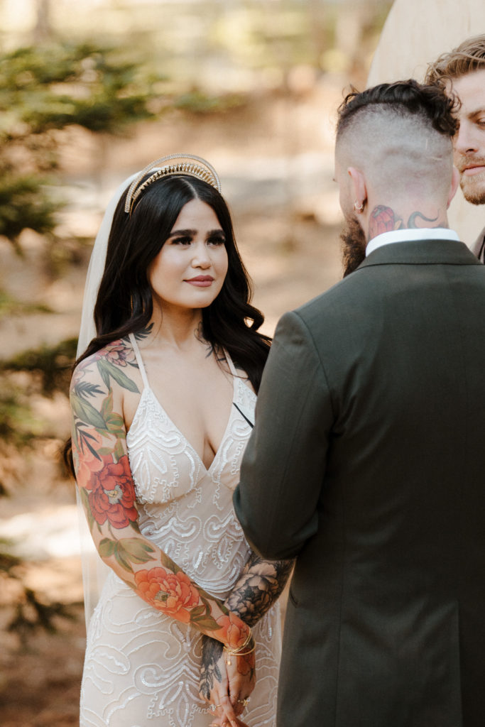 Rachel Christopherson Photography-Backyard Wedding-Unique Wedding Arch-Boho Wedding-Boho Bride-Edgy Wedding-Tattooed Bride-Tattooed Groom-Lake Tahoe Wedding-Northern California Wedding-Nor Cal Wedding-Sacramento-Lake Tahoe-Monterey-Carmel-Santa Cruz-Big Sur-Yosemite-Mendocino-Wedding and Elopement Photographer-Wedding Vows