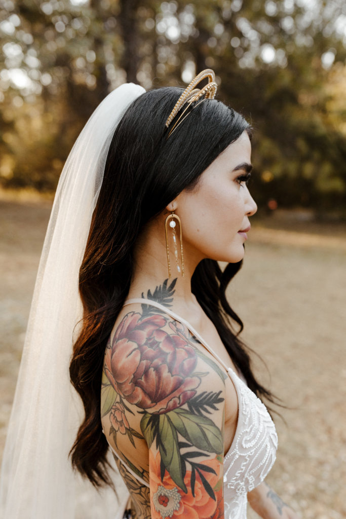 Rachel Christopherson Photography-Backyard Wedding-Unique Wedding Arch-Boho Wedding-Boho Bride-Edgy Wedding-Tattooed Bride-Tattooed Groom-Lake Tahoe Wedding-Northern California Wedding-Nor Cal Wedding-Sacramento-Lake Tahoe-Monterey-Carmel-Santa Cruz-Big Sur-Yosemite-Mendocino-Wedding and Elopement Photographer-Wedding Details-Bridal Portraits-Bridal Crown