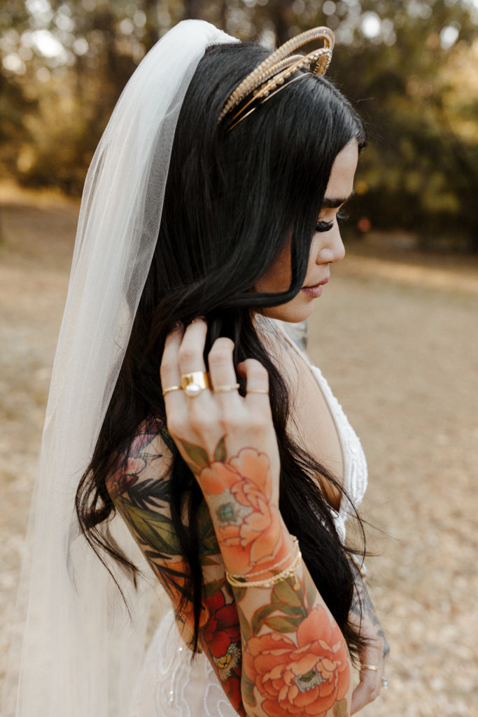 Rachel Christopherson Photography-Backyard Wedding-Unique Wedding Arch-Boho Wedding-Boho Bride-Edgy Wedding-Tattooed Bride-Tattooed Groom-Lake Tahoe Wedding-Northern California Wedding-Nor Cal Wedding-Sacramento-Lake Tahoe-Monterey-Carmel-Santa Cruz-Big Sur-Yosemite-Mendocino-Wedding and Elopement Photographer-Wedding Details-Bridal Portraits-Bridal Crown