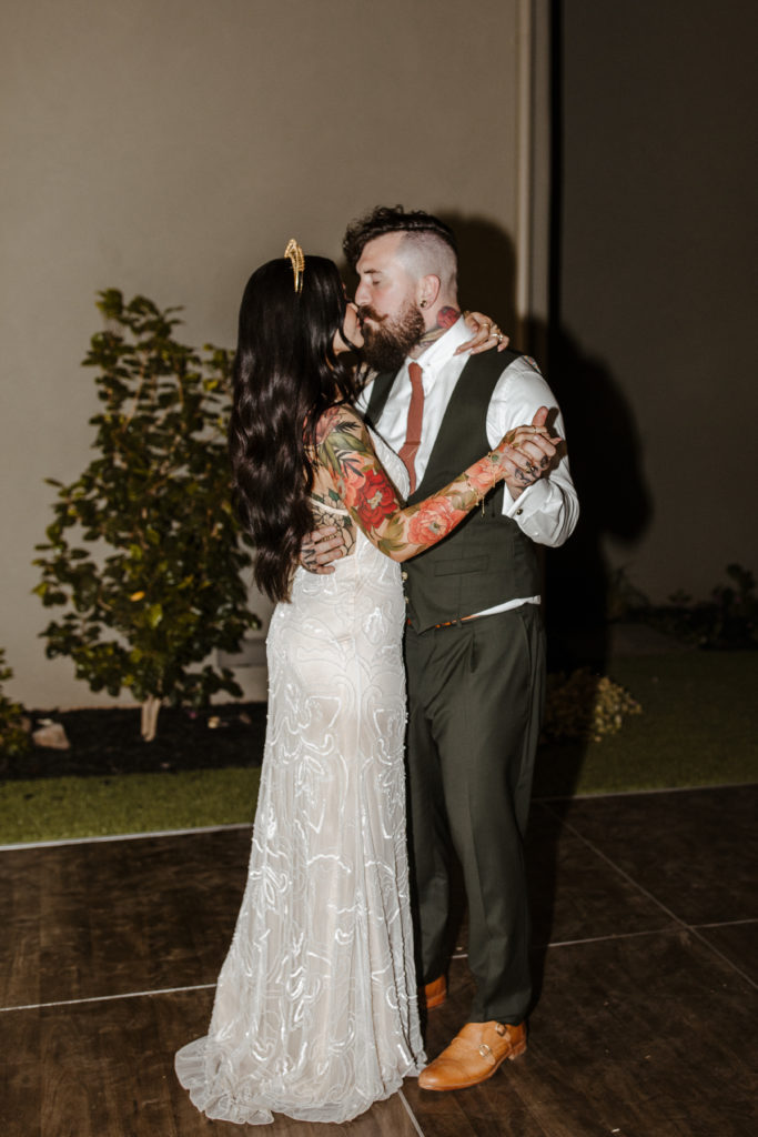 Rachel Christopherson Photography-Backyard Wedding-Unique Wedding Arch-Boho Wedding-Boho Bride-Edgy Wedding-Tattooed Bride-Tattooed Groom-Lake Tahoe Wedding-Northern California Wedding-Nor Cal Wedding-Sacramento-Lake Tahoe-Monterey-Carmel-Santa Cruz-Big Sur-Yosemite-Mendocino-Wedding and Elopement Photographer-Wedding Details-Wedding Reception First Dance