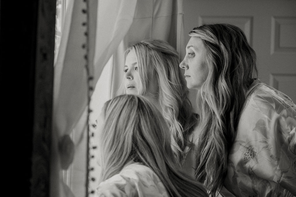 Rachel Christopherson Photography-Sacramento Garden Wedding-Rustic Wedding-Summer Wedding-Northern California-Nor Cal-Bride-Bridal Hair-Bride Getting Ready Photos-Bridal Party Getting Ready-Black and White Wedding Photos
