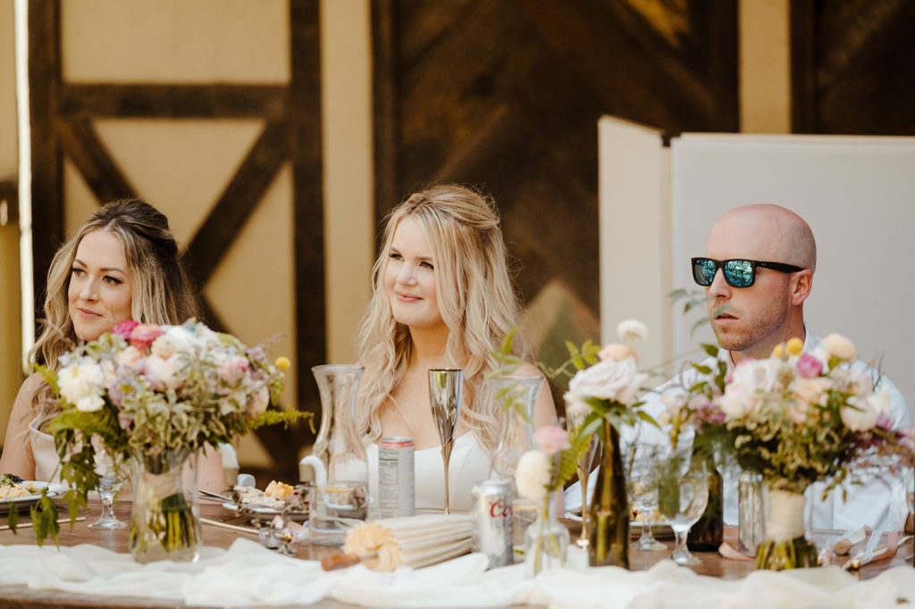 Rachel Christopherson Photography-Sacramento Garden Wedding-Rustic Wedding-Summer Wedding-Northern California-Nor Cal-Wedding Reception-Wedding-Party Table-Reception Speeches