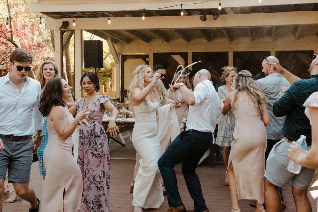 Rachel Christopherson Photography-Sacramento Garden Wedding-Rustic Wedding-Summer Wedding-Northern California-Nor Cal-Wedding Reception-Wedding-Party Table-Wedding Dance Floor-Wedding Reception Dance Floor-Bride and Groom