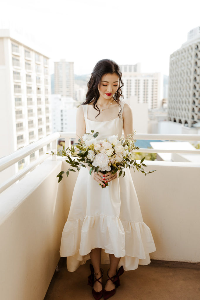 Rachel Christopherson Photography - Oahu elopement, oahu wedding, hawaii elopement, hawaii wedding, waikiki elopement, moana falls elopement, oahu forest elopement, Waimanalo beach wedding, Waimanalo elopement, what to wear for beach elopement, beach wedding, beach elopement, oahu wedding photographer, oahu wedding photography, hawaii wedding photographer, hawaii wedding photography, hawaii elopement photographer, oahu elopement photographer, bride getting ready photos, wedding getting ready photos ,glam wedding makeup, bridal hair & makeup, neutral florals, elopement florals