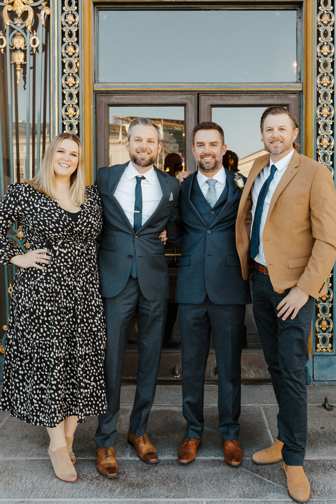 Rachel Christopherson Photographer-SF, San Francisco city hall elopement, san francisco wedding, family wedding photos, groom with siblings