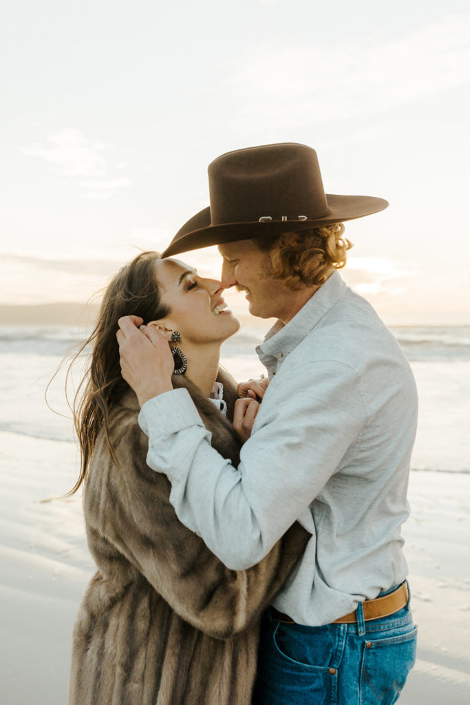 Rachel Christopherson Engagement Photographer-Engaged couple almost kissing on beach-San Francisco Engagement Photos, Northern California Engagement Photos, Point Reyes Engagement Photos, Bodega Bay Engagement Photos, Dillon Beach Engagement Photos, Bay Area Engagement Photos