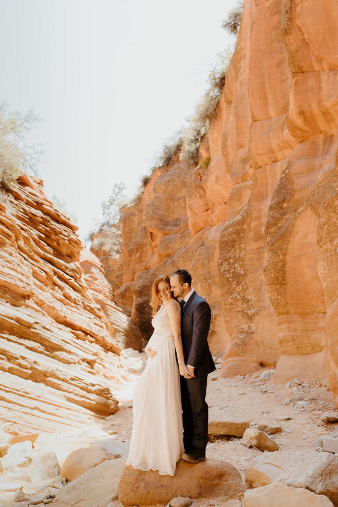 Rachel Christopherson Photography - Zion Utah elopement, National Park elopement, adventurous bride and groom, bride and groom photos 