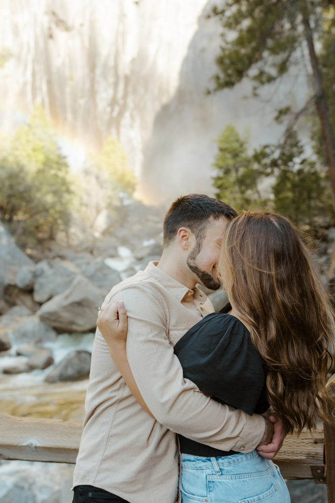 Rachel Christopherson Yosemite Engagement Photographer - Yosemite Falls engagement photos, surprise proposal photos, engaged couple
