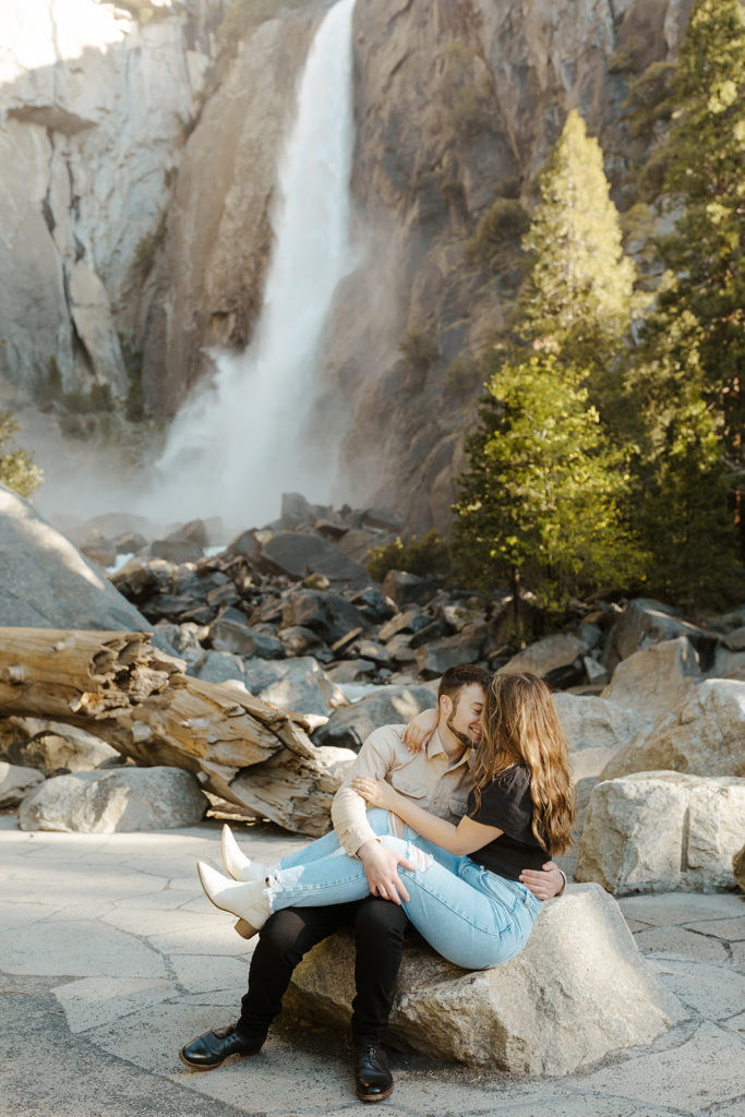 Rachel Christopherson Yosemite Engagement Photographer - Tunnel View engagement photos, surprise proposal photos, engaged couple kissing