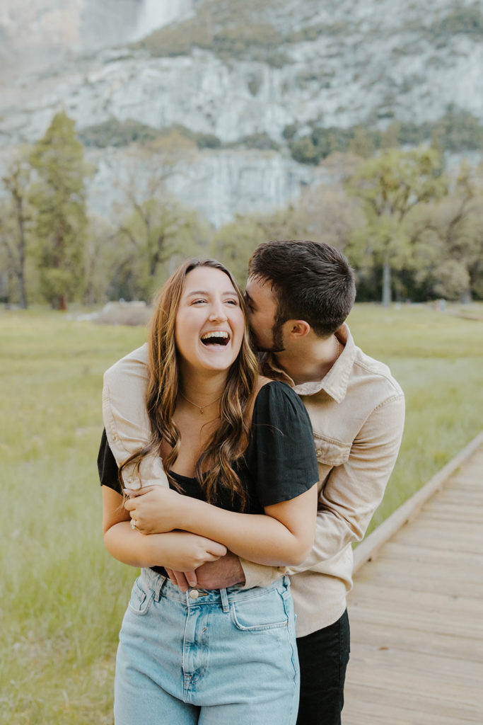 Rachel Christopherson Yosemite Engagement Photographer - Yosemite Valley engagement photos, surprise proposal photos, engaged couple laughing