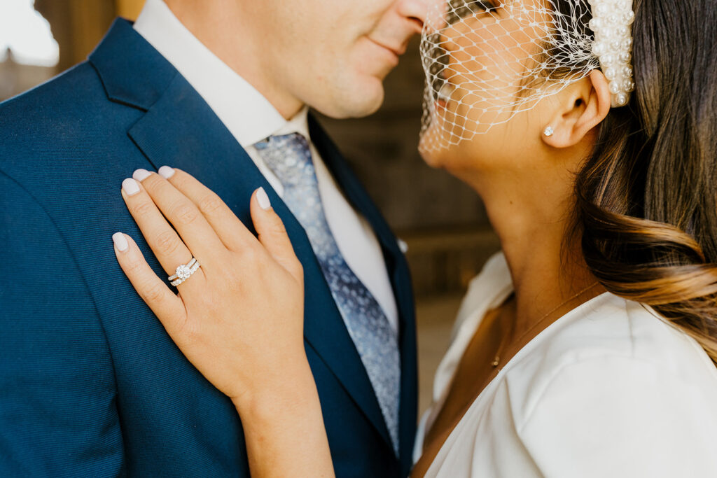 Rachel C Photography - bride and groom smiling at each other, bay area elopement