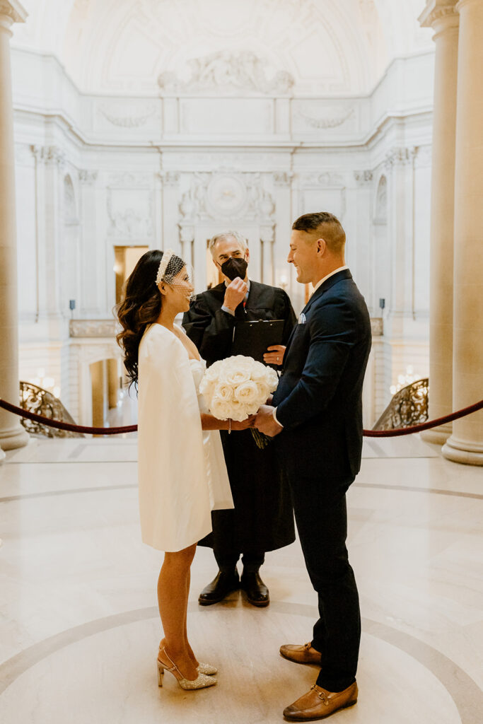 Rachel C Photography - Bride and groom exchanging vows, intimate bay area elopement