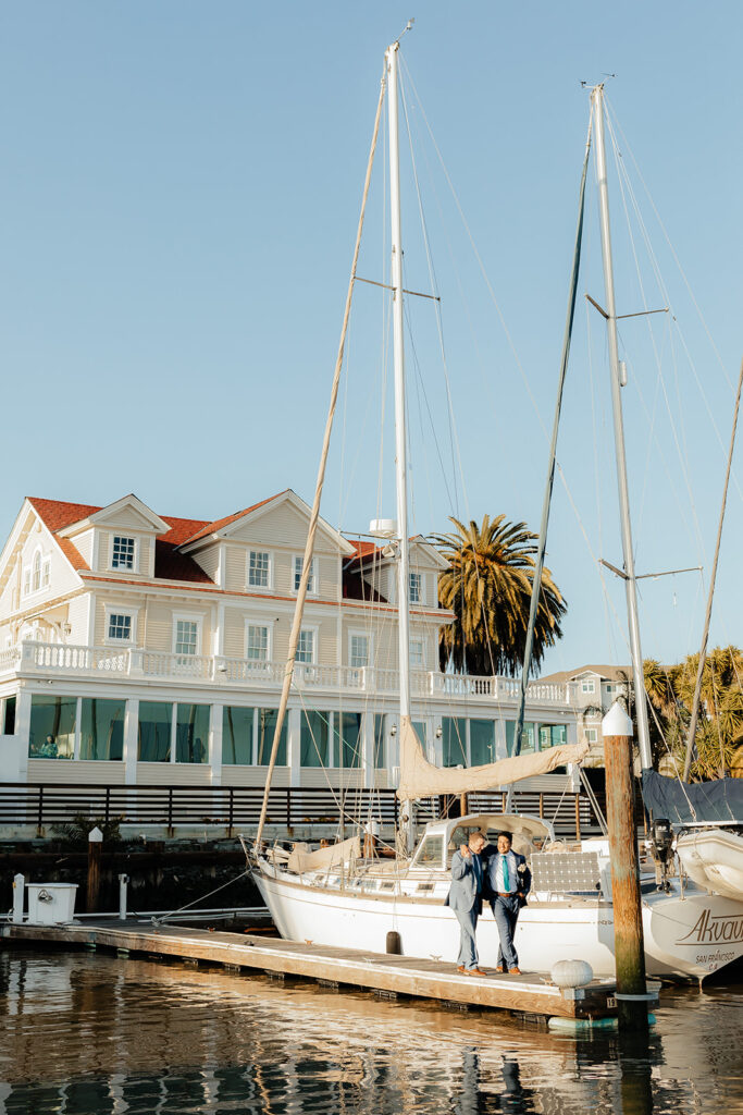 Rachel C Photography - bay area marina, grooms on glen cove harbor