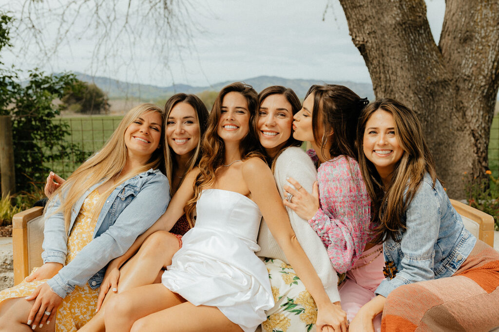 Bride and bridesmaids at bridal shower