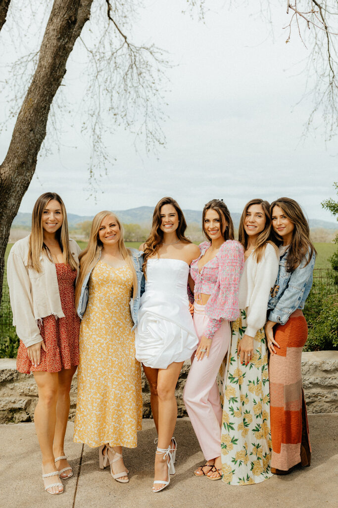 Bride and bridesmaids at bridal shower