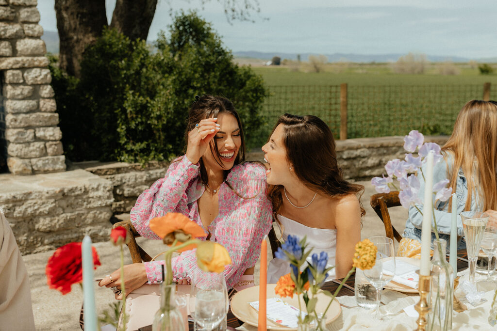 Bride laughing at shower