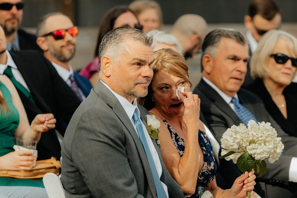 Outdoor Lake Tahoe wedding ceremony. Captured by Lake Tahoe wedding photographer - Rachel C. Photography