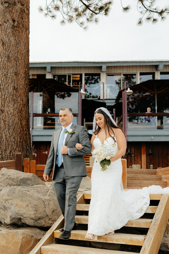 Outdoor Lake Tahoe wedding ceremony. Captured by Lake Tahoe wedding photographer - Rachel C. Photography