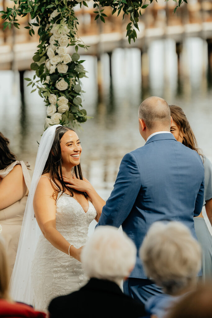 Outdoor Lake Tahoe wedding ceremony. Captured by Lake Tahoe wedding photographer - Rachel C. Photography