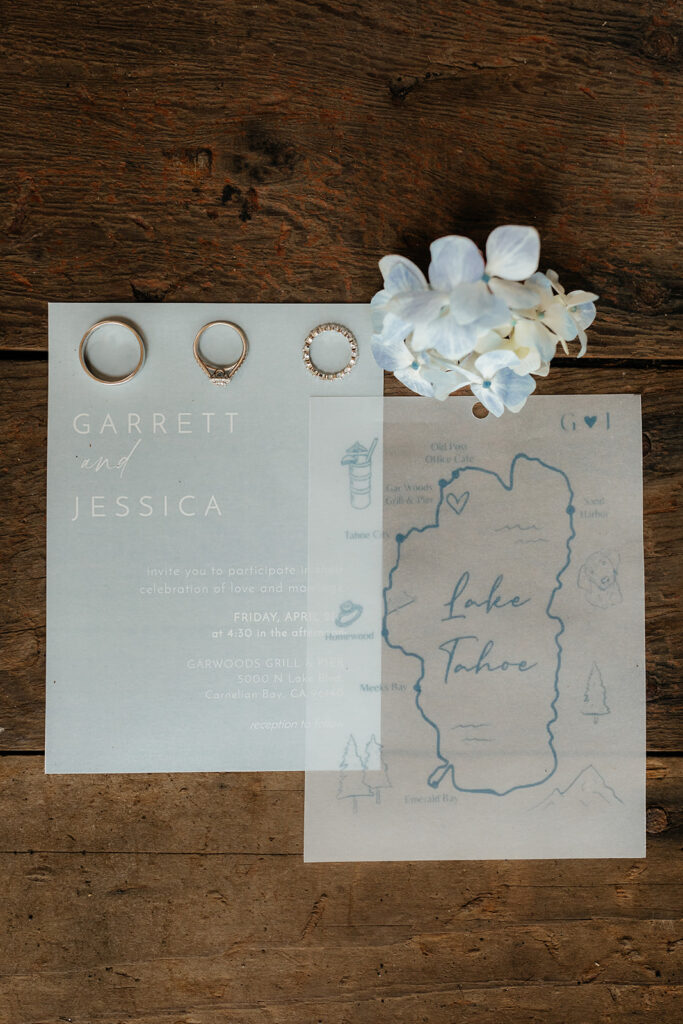 Lake Tahoe wedding invites