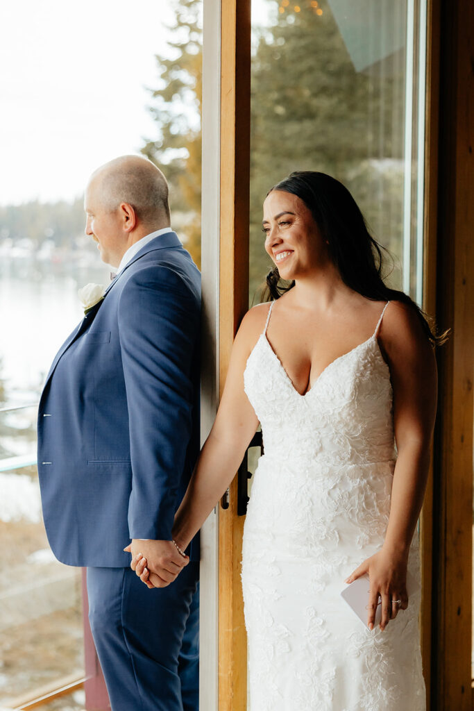 Bride and grooms first touch
