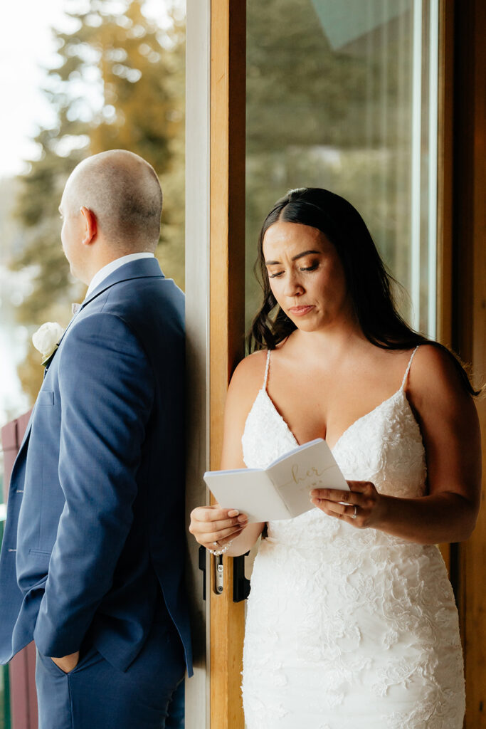 Bride and grooms first touch