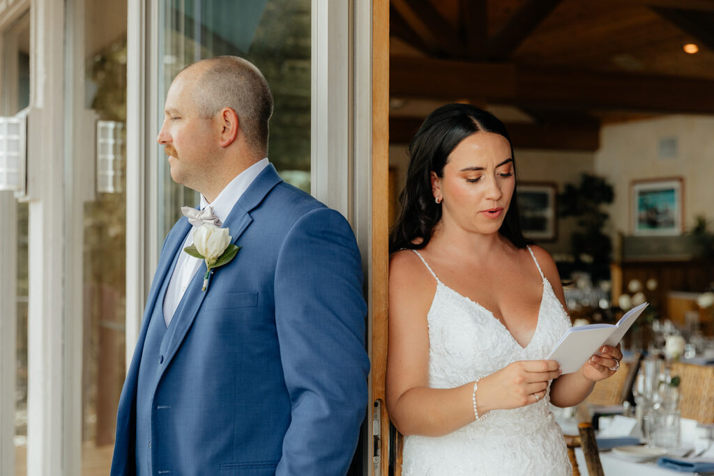Bride and grooms first touch