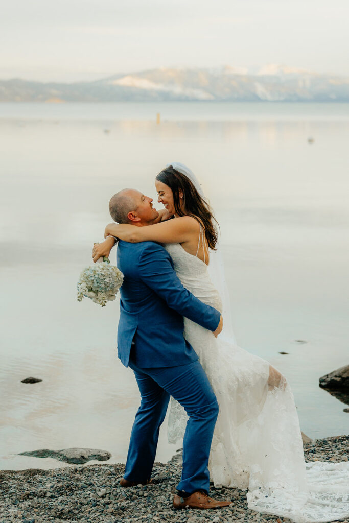 Bride and groom portraits from classic Lake Tahoe wedding captured by Lake Tahoe wedding photographer - Rachel C. Photography