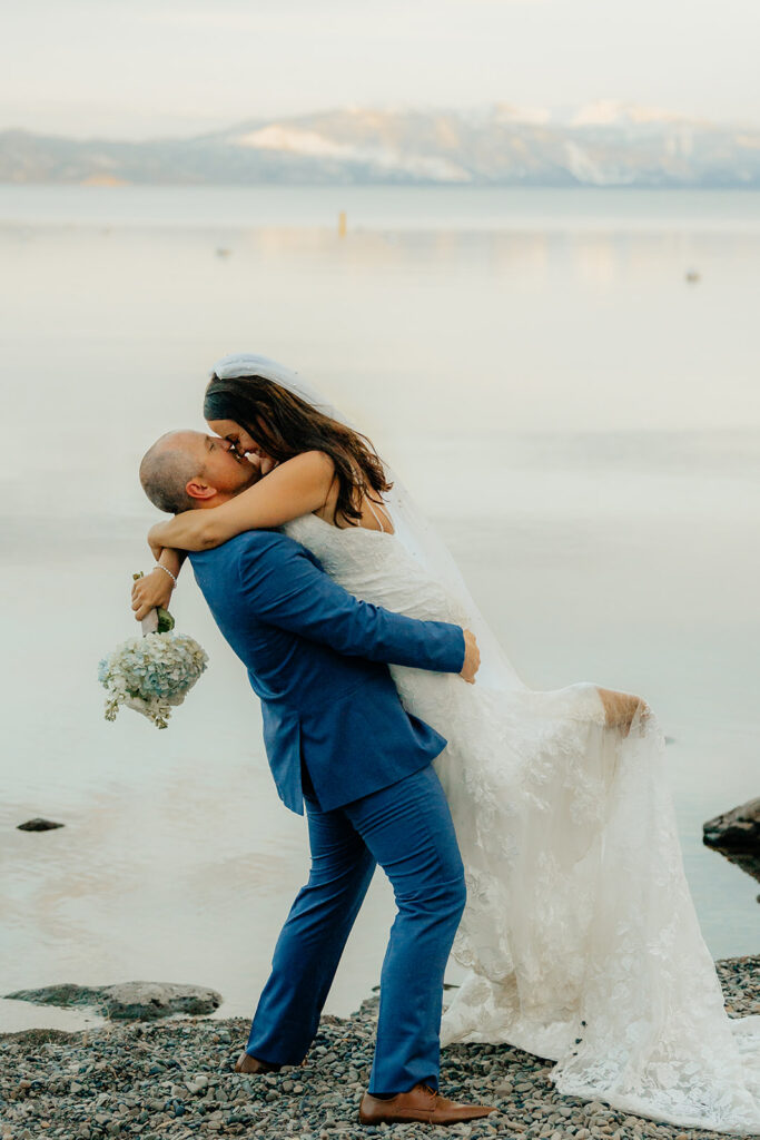 Bride and groom portraits from classic Lake Tahoe wedding captured by Lake Tahoe wedding photographer - Rachel C. Photography