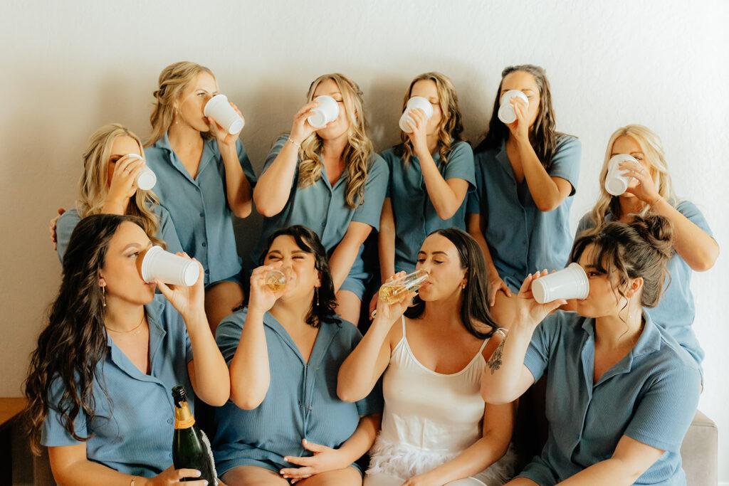 Bride and bridesmaids before the ceremony