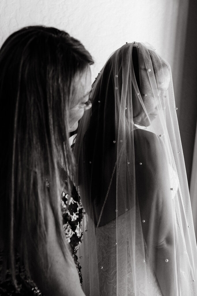 Bride getting ready for wedding ceremony