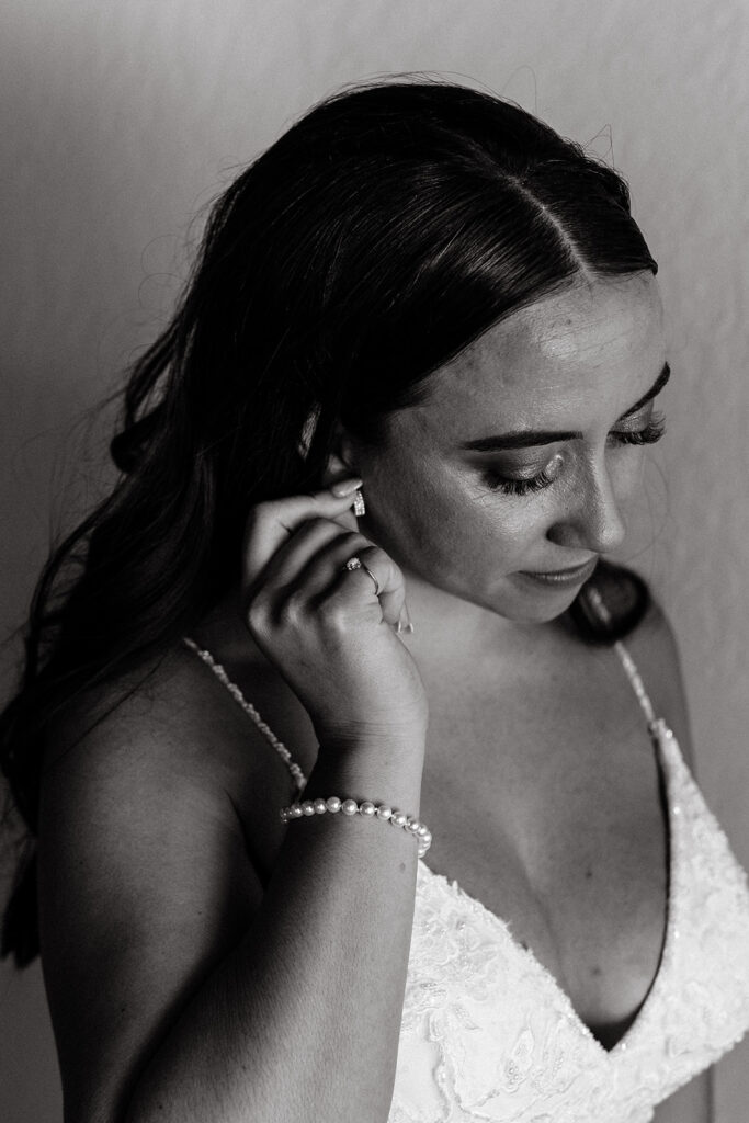 Bride getting ready for wedding ceremony