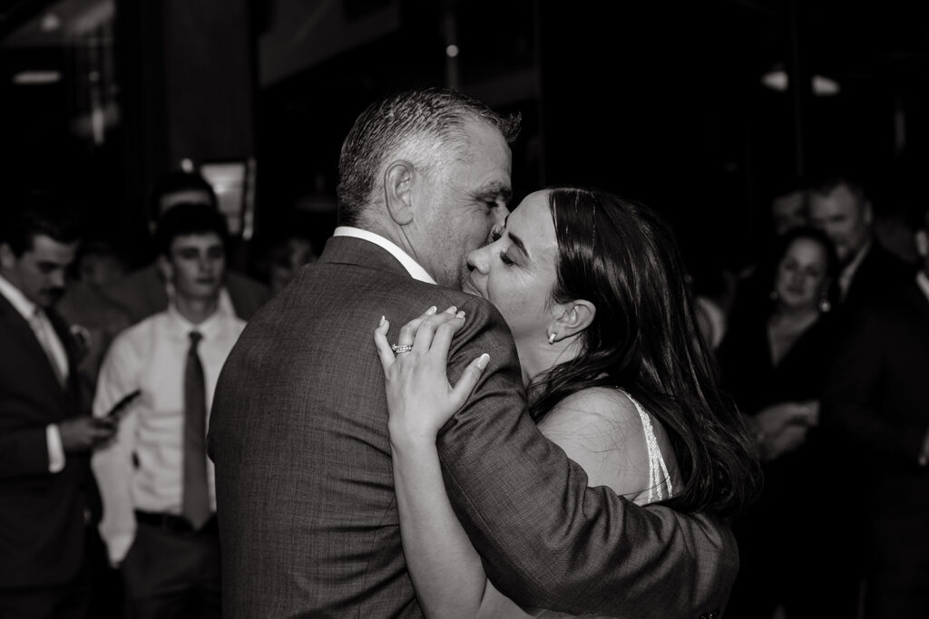 Bride and father dancing