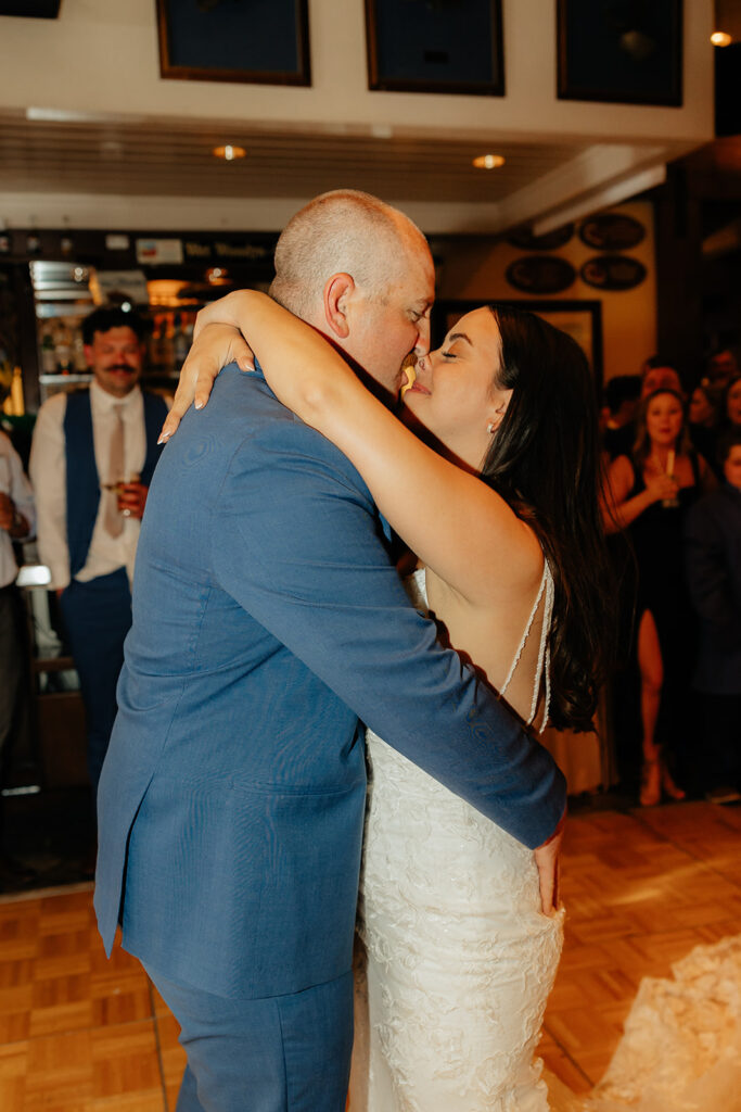 Bride and groom dancing