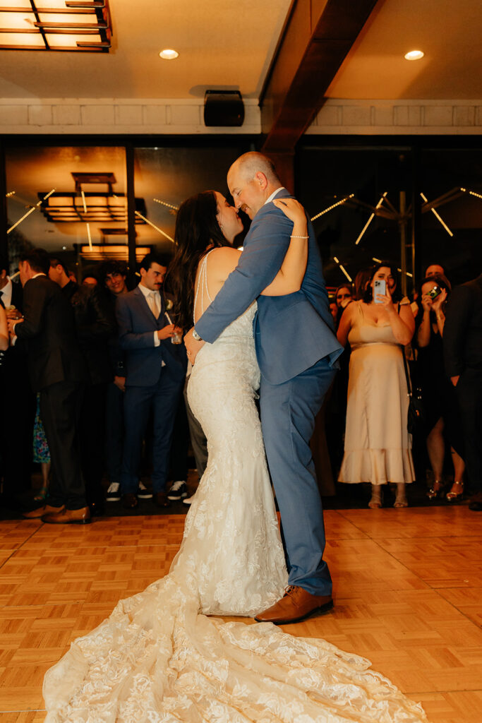 Bride and groom dancing