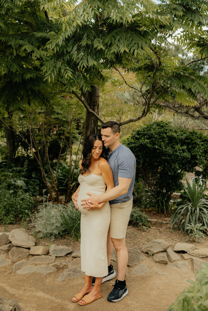 Maternity photos at Land Park Rock Garden captured by Sacramento Photographer - Rachel C. Photography