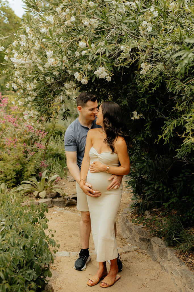 Maternity photos at Land Park Rock Garden captured by Sacramento Photographer - Rachel C. Photography