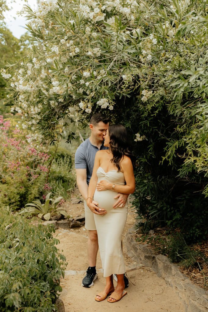 Maternity photos at Land Park Rock Garden captured by Sacramento Photographer - Rachel C. Photography